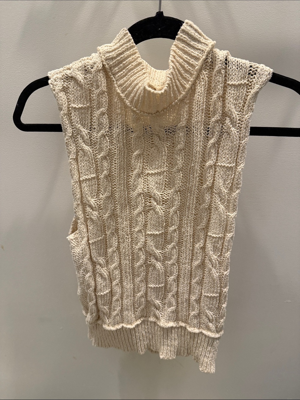 By Together Cable Knit Sleeveless Turtleneck Vest - Cream